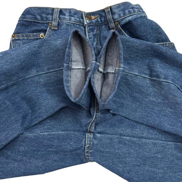 Nevada Vintage High Rise Tapered Leg Rigid Denim Dark Blue Wash Jeans 12 - Picture 13 of 15